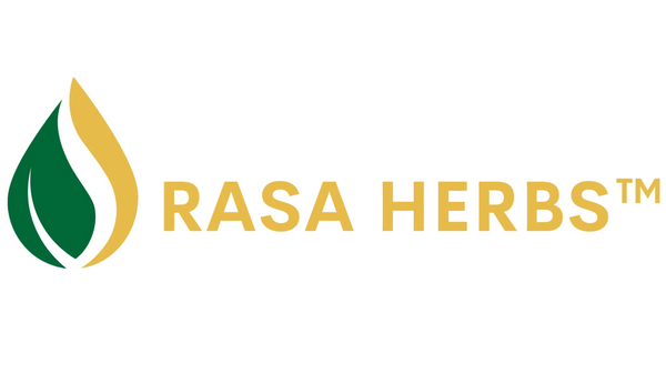 Rasa Herbs logo with green and yellow elements on a white background